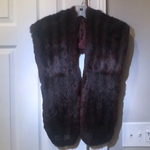 Vintage Dark Brown Real Fur Stole/Collar